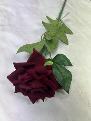 Artificial Flower Single Rose Wine Red