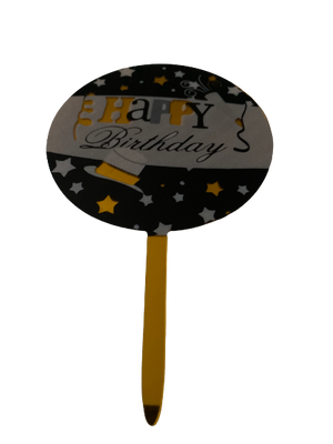 Nr174 Acrylic Cake Topper Happy Birthday Black & Gold