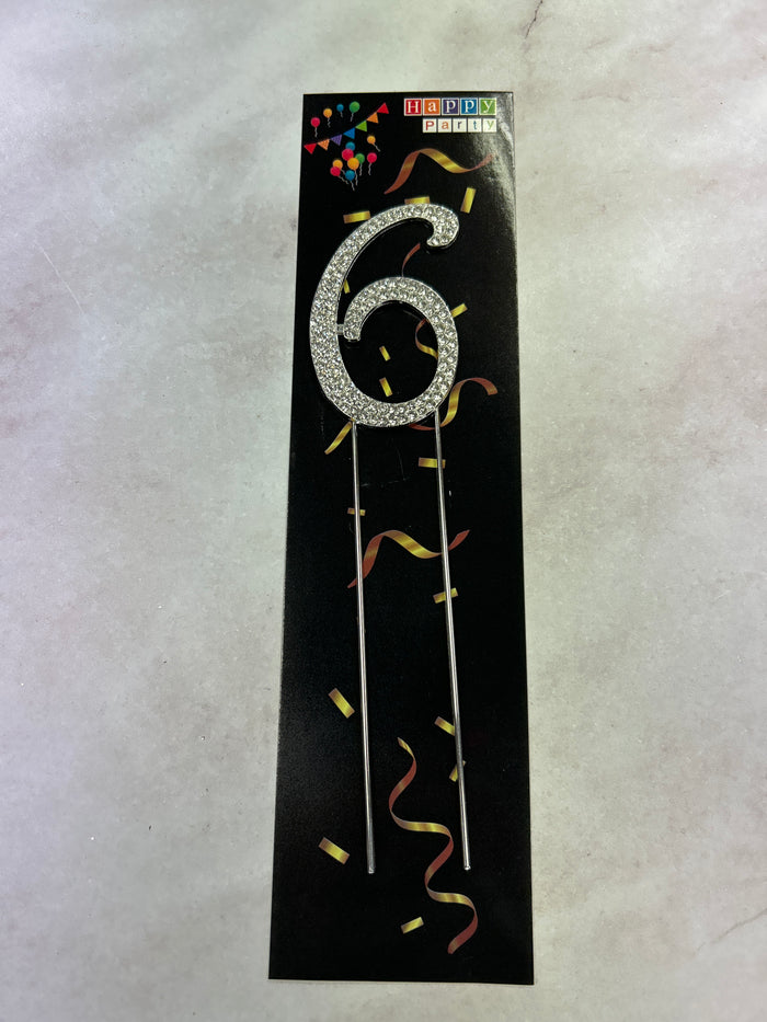 Nr6 Diamante Cake Topper Number