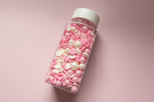 50g Sprinkles Pink and White Heart and Stars Pearls