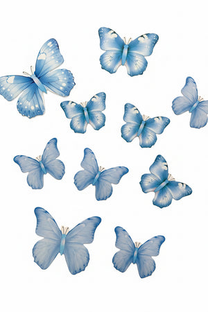 Blue Cardboard Butterflies Cake Topper