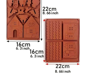 2pcs Silione Mould Chocolate 3D Christmas House