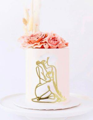 GG Line Art Abstract Acrylic Cake Topper Lady
