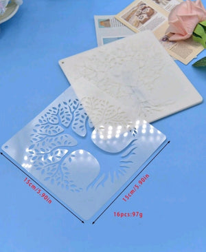 Cake Decorating Stencil Tree 16pc