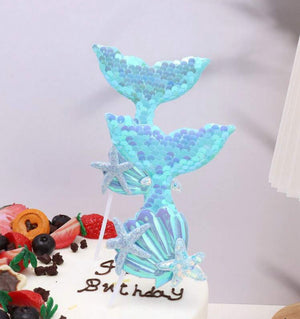 Cake Topper Sequin Mermaid  and Shells