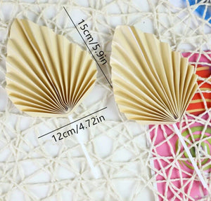 Paper Palm Leaf Cake Topper Beige 2pcs