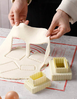 Double sided rectangle plastic cookie cutter set