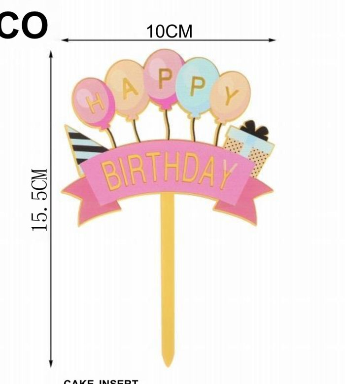 Nr457 Balloon Birthday Acrylic Cake Topper