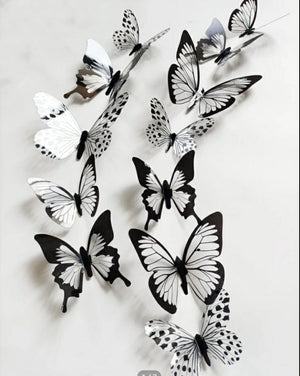 Black and White Plastic Butterfly Cake Topper