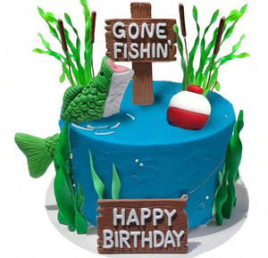 Fishing Plastic Cake Topper Set