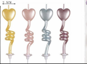 4pc Birthday Candle Swirl Heart