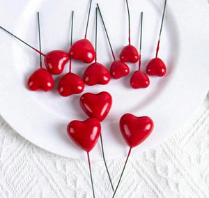 20pc Cake Topper Polystyrene Heart Faux Balls Red