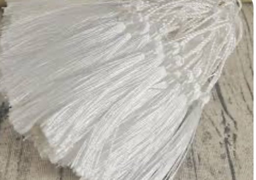 Bookmark Tassel 10pc  White 12cm