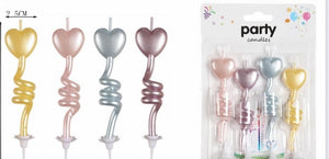 4pc Birthday Candle Swirl Heart