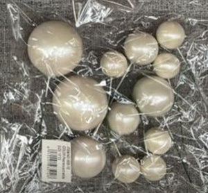 12pc Cake Topper Polystyrene Faux Balls PEARL Silk