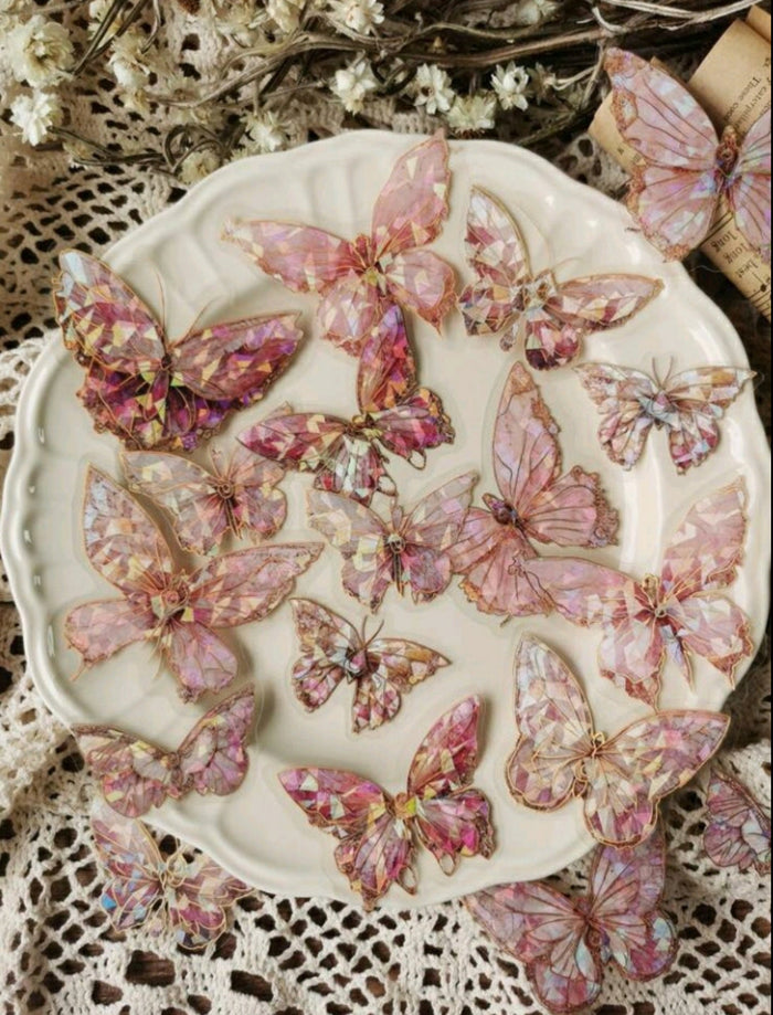 Resin Butterfly Pattern Stickers 20pcs