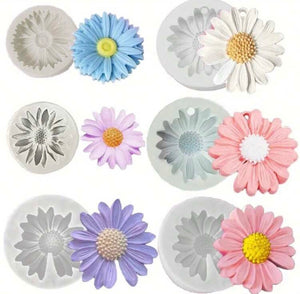 6pc Silicone Mould Sunflower Daisy Flower Centre