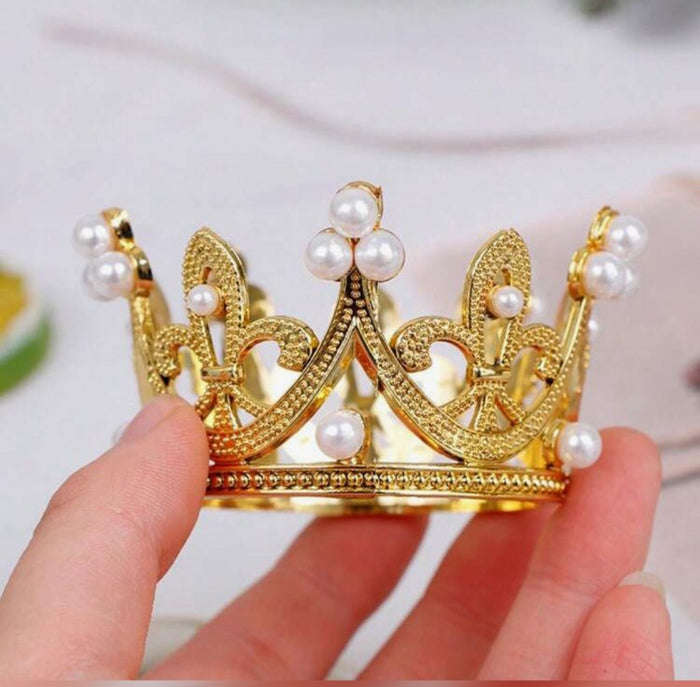 Tiara Perfect For Cake Topper Gold Pearl