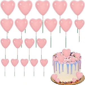 20pc Cake Topper Polystyrene Heart Faux Balls Pink