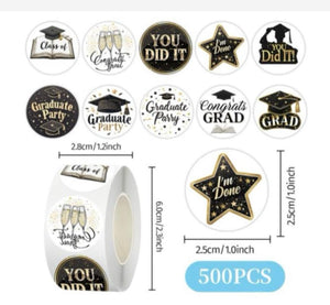 Graduation Sticker Roll 500pc