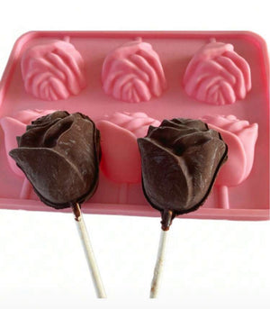 Silicone Mould Lollipop 3d Rose Flower