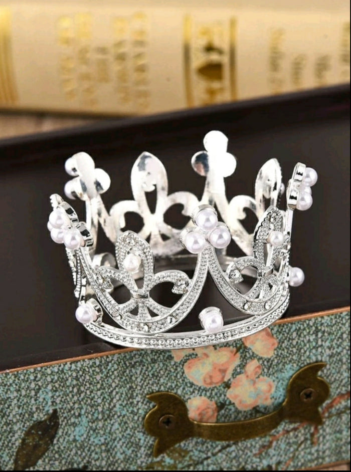 Tiara Perfect For Cake Topper Silver Pearl