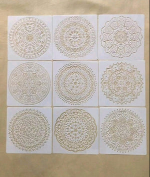 9pc Cake Decorating Stencil Mandala Circle