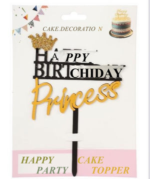 Nr460 Birthday Princess Acrylic Cake Topper