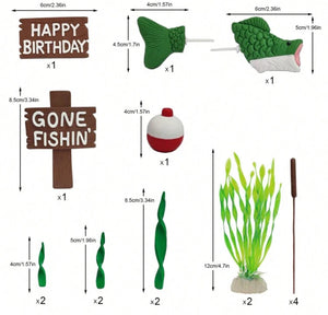 Fishing Plastic Cake Topper Set