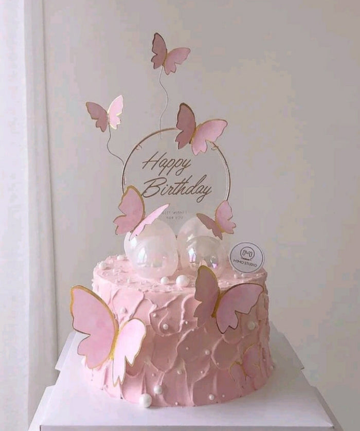 Cardboard Butterflies Cake Topper Pink