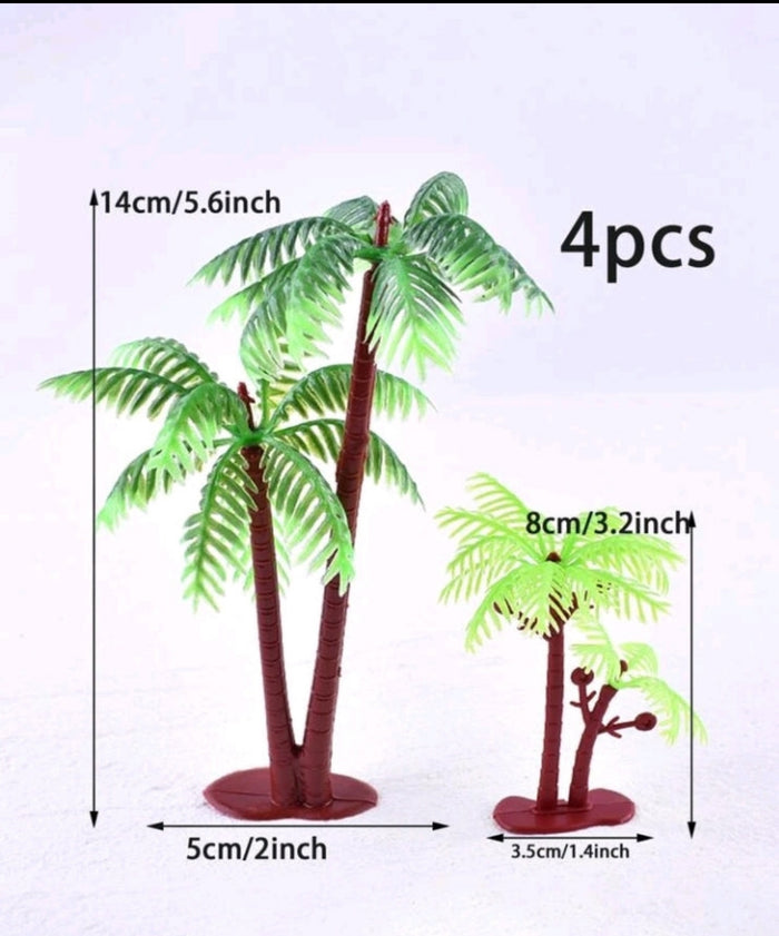 Cake Topper Plastics Coconut Tree 4pc