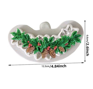 Silicone Mould Christmas Pinecone and Leaves