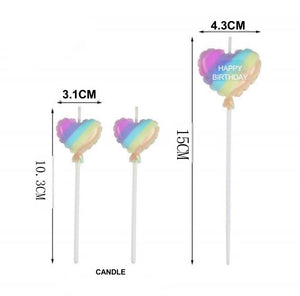 3pc Birthday Candle Heart