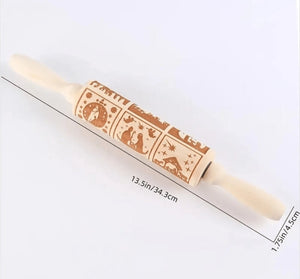 Biscuit Embossing Wooden Rolling Pin Christmas