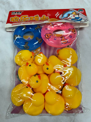 12pcs Rubber Ducks with Tubes Bath Play Set 5.5cm