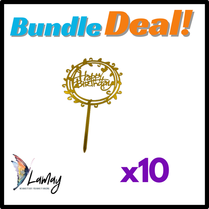 (1) Bundle Deal Acrylic Cake Topper Happy Birthday x10