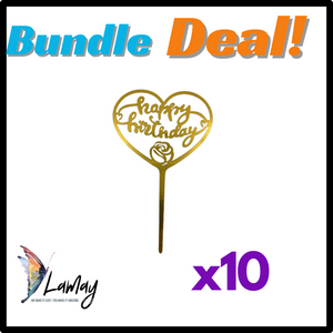 (8) Bundle Deal Acrylic Cake Topper Happy Birthday x10