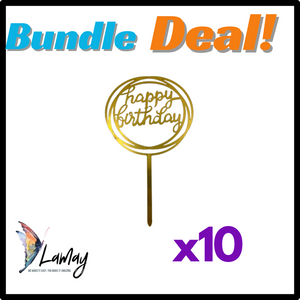(16) Bundle Deal Acrylic Cake Topper Happy Birthday x10