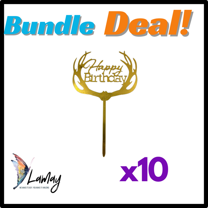 (15) Bundle Deal Acrylic Cake Topper Happy Birthday x10