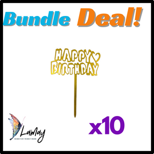 (10) Bundle Deal Acrylic Cake Topper Happy Birthday x10