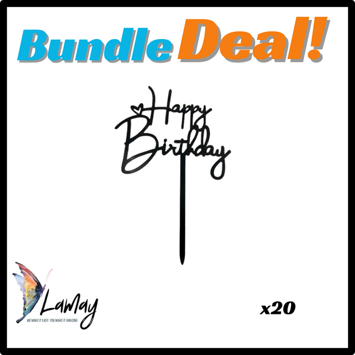 (2) Bundle Deal Acrylic Cake Topper 20pc