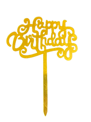 (20) Bundle Deal Acrylic Cake Topper Happy Birthday Gold x10