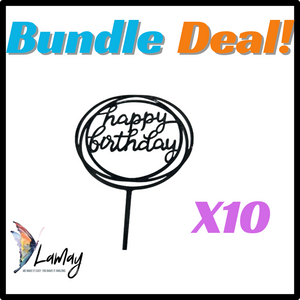 (22) Bundle Deal Acrylic Cake Topper Happy Birthday Black x10