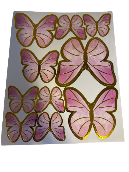 Cardboard Butterflies Cake Topper Pink