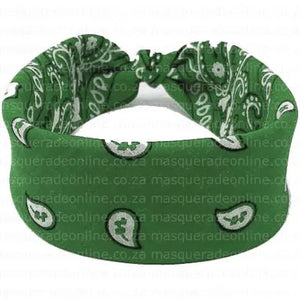 Green headband /  party bandana 54x54cm