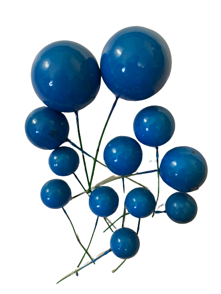 12pc Cake Topper Polystyrene Faux Balls Blue