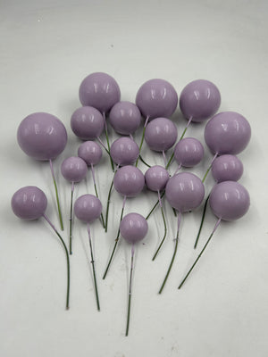 20pc Cake Topper Polystyrene Faux Balls Lilac