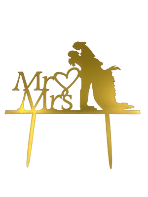 Nr410 Acrylic Cake Topper Mr & Mrs Gold