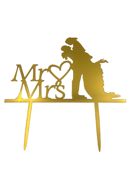 Nr410 Acrylic Cake Topper Mr & Mrs Gold