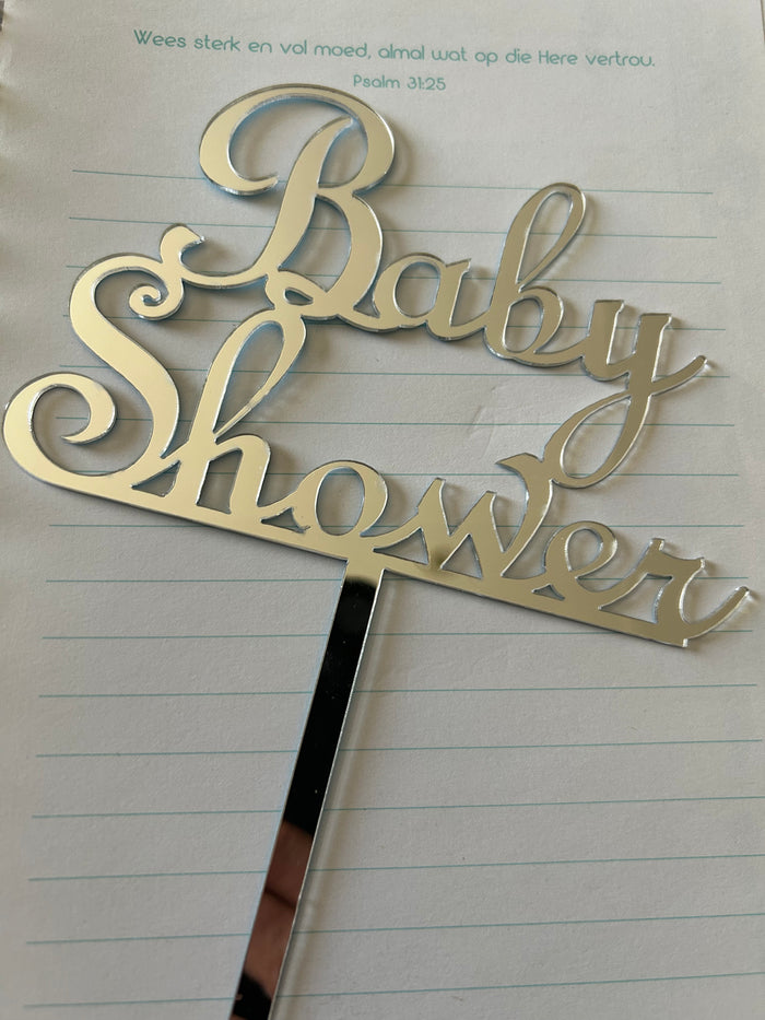 Nr129 Acrylic Cake Topper Baby Shower Silver